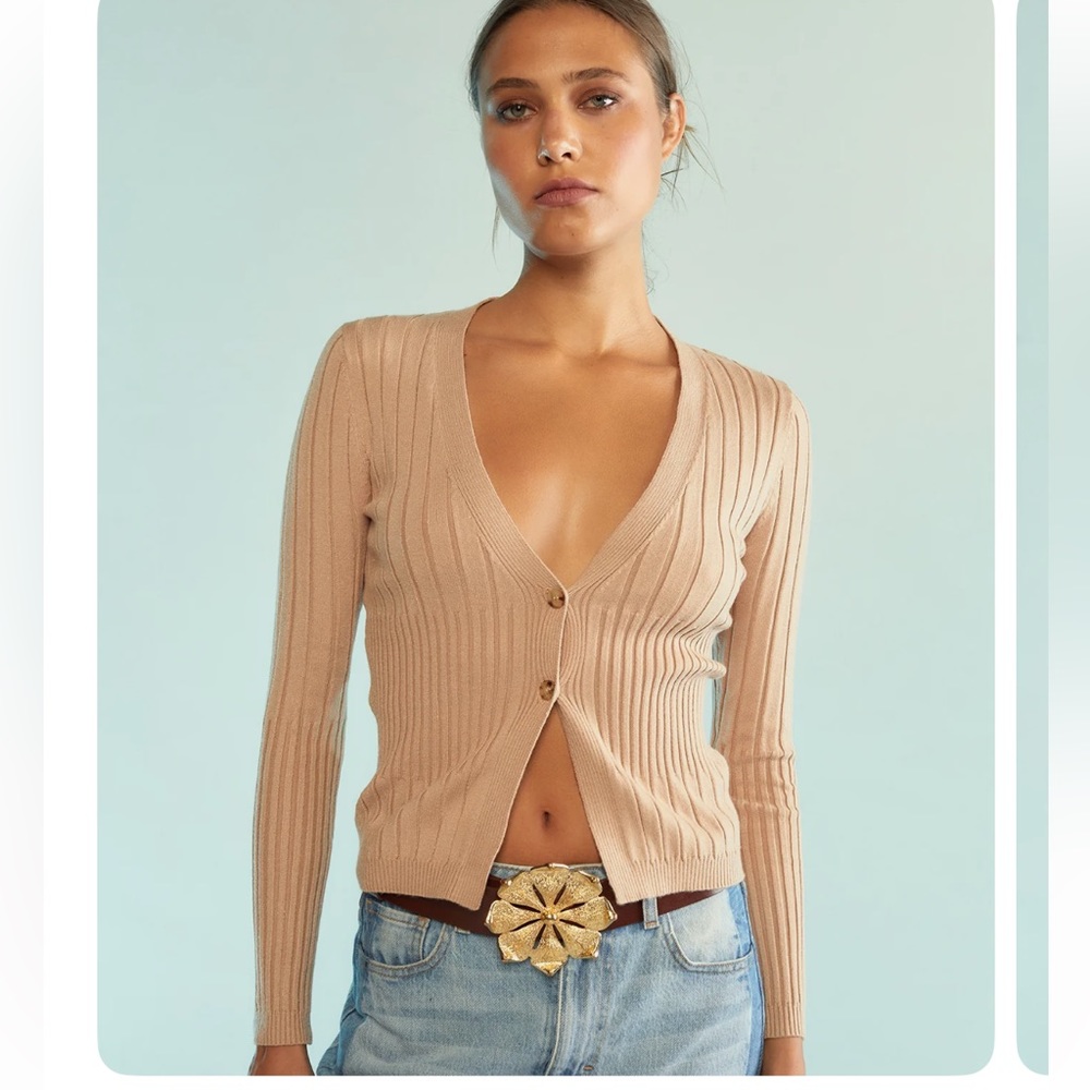 Cynthia Rowley Hailey Knit Cardigan - camel - xs - NWTags
